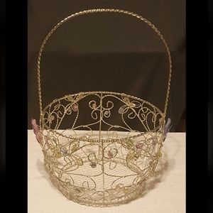 Silver Wire and Beads Basket for Towels, Wedding, Easter etc.